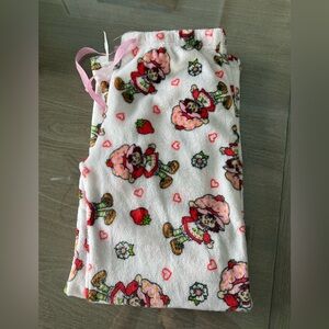Women’s strawberry shortcake pajama lounge sleepwear fleece pants - (size large)